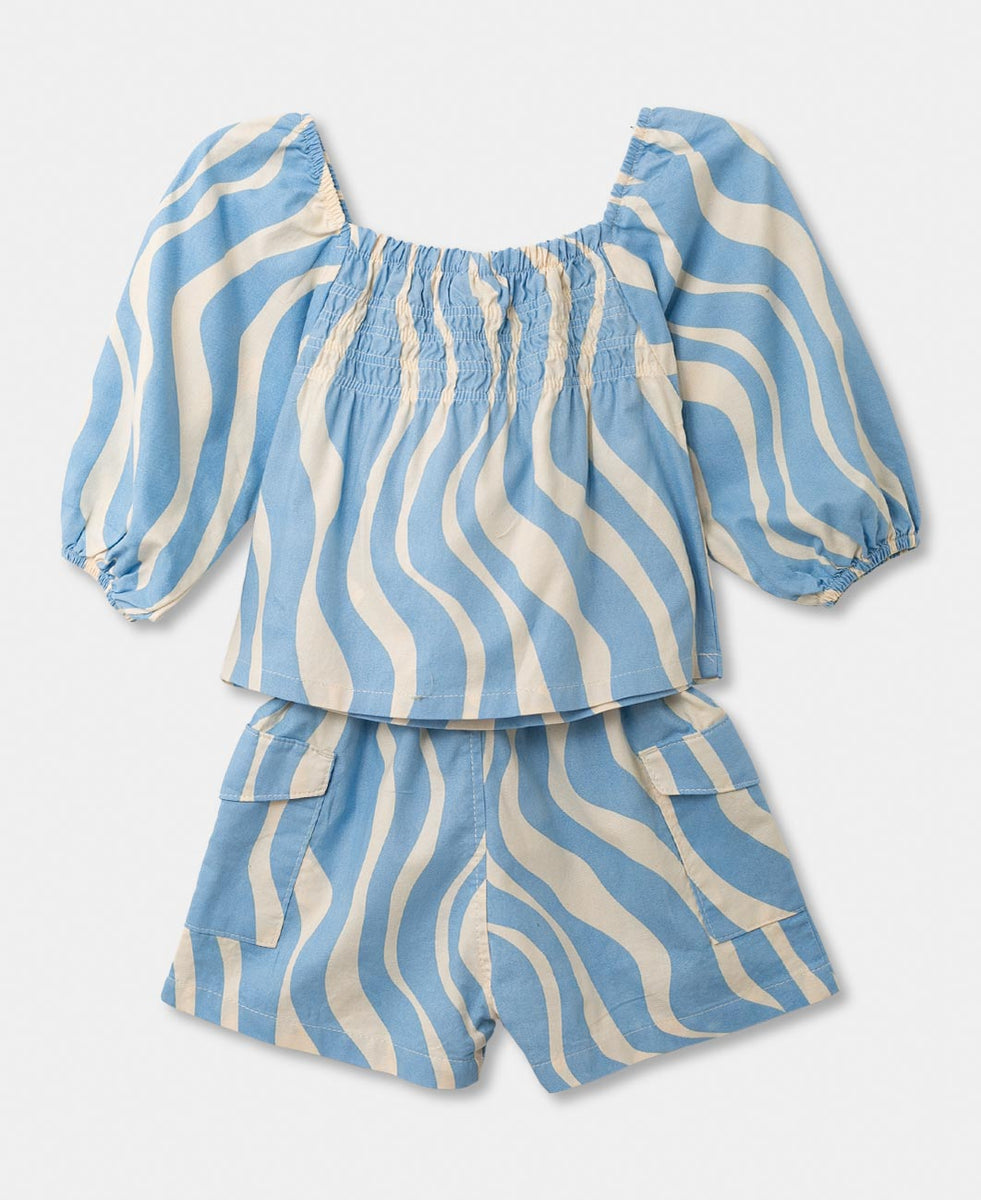 Conjunto Blusa Y Short Para Niña Color Azul– POLITO