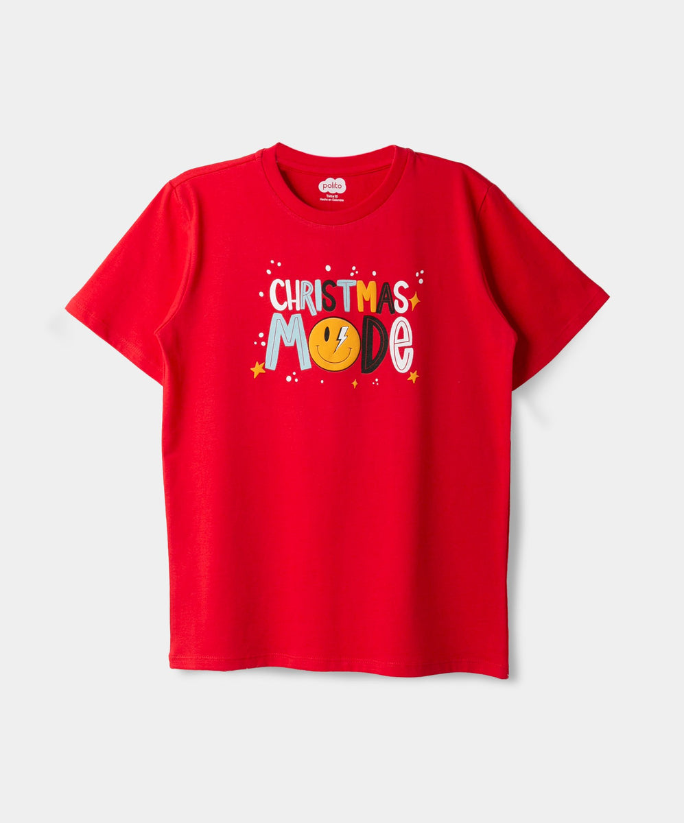 Camiseta Navidad Para Niño En Tela Suave Color Rojo– POLITO