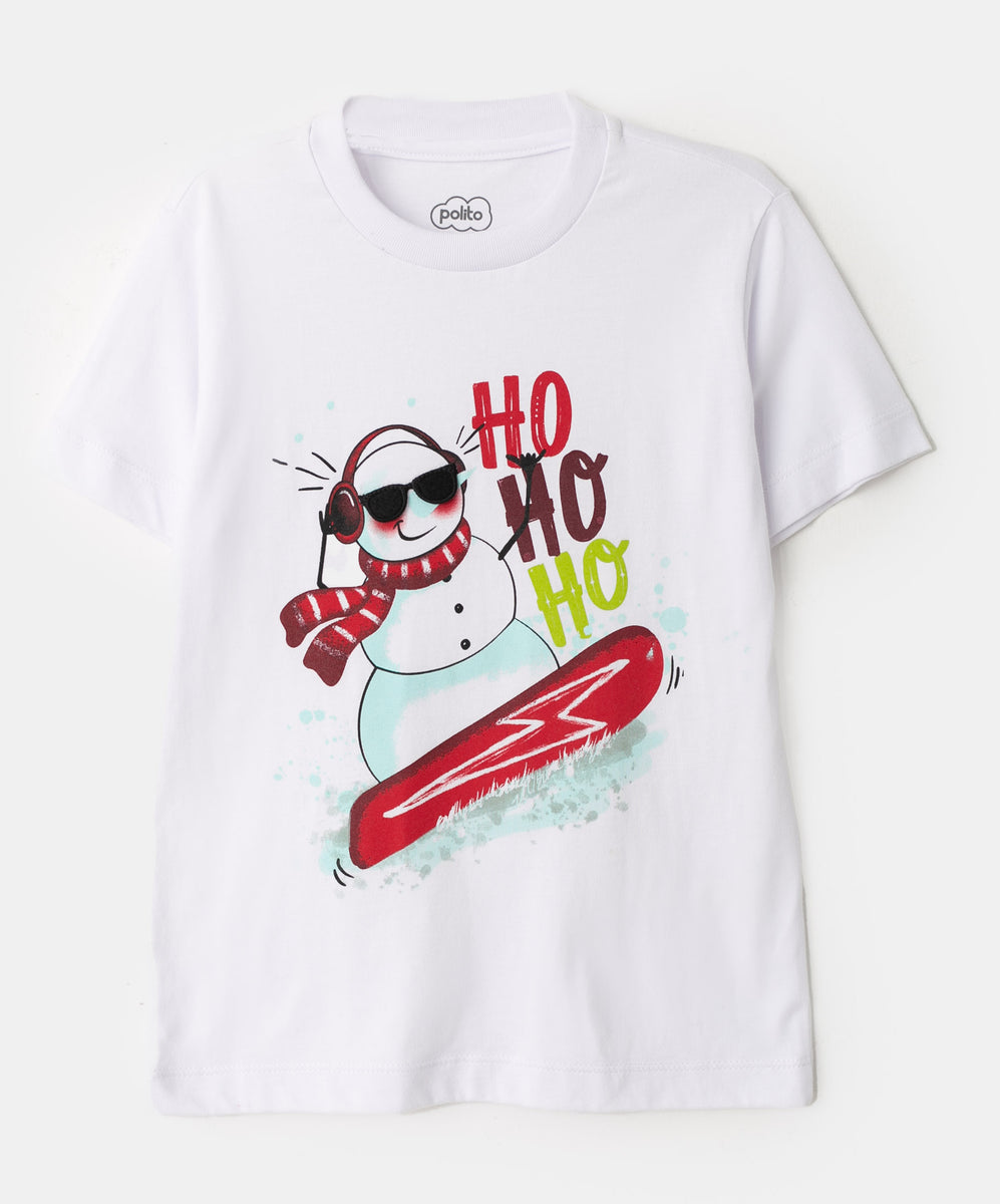 Camiseta Navidad para niño en tela suave color blanco– POLITO