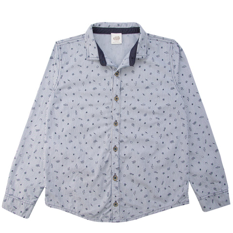 Camisa Manga Larga Para Niño Color Azul