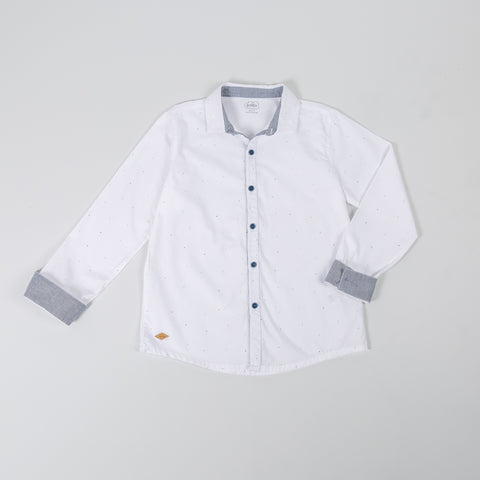 Camisa Manga Larga Para Niño Color Blanco