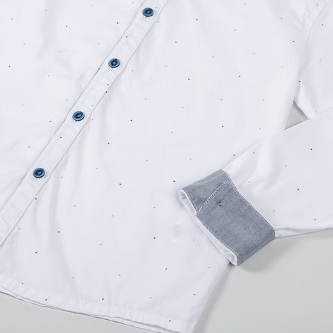 Camisa Manga Larga Para Niño Color Blanco
