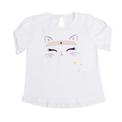 Camiseta Para Bebé Niña En Licra Color Marfil