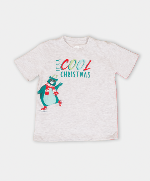 Camiseta De Navidad Para Niño En Tela Suave Blanco Jasped