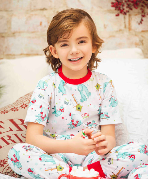 Pijama Navideña Unisex Manga Corta Color Blanco