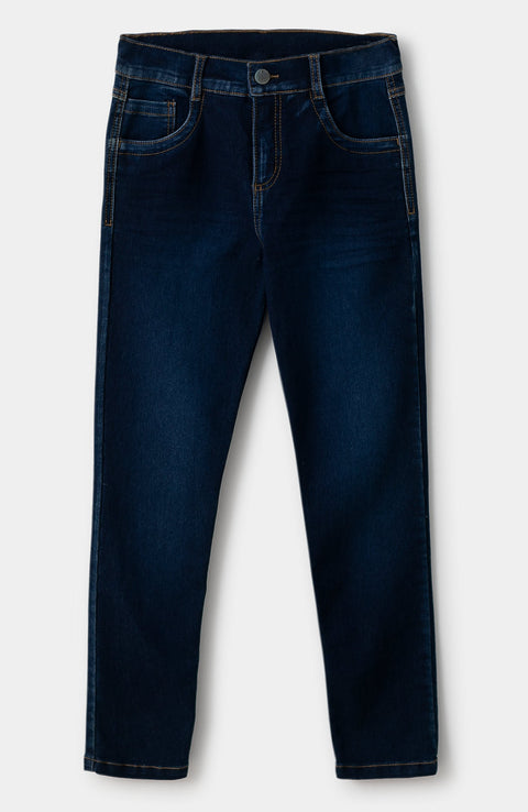 Jean Tipo Slim Bota Recta Para Niño En Denim Color Índigo