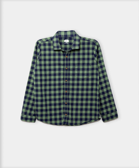 Camisa Estampada Manga Larga Para Niño En Tela Suave Color Verde