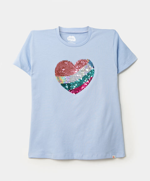Camiseta manga corta para niña color lila