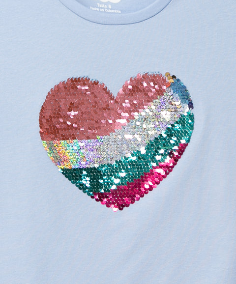 Camiseta manga corta para niña color lila