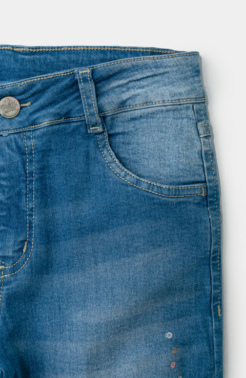 Jean Flare Para Niña En Denim Color Índigo