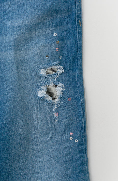 Jean Flare Para Niña En Denim Color Índigo