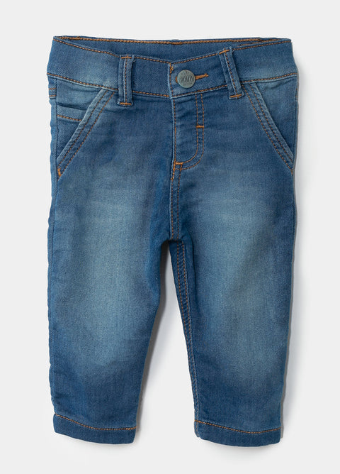 Jean Tipo Slim Para Recién Nacido En Denim Color Índigo
