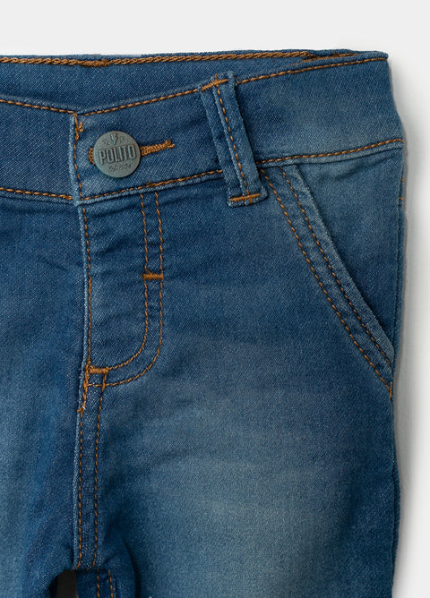 Jean Tipo Slim Para Recién Nacido En Denim Color Índigo