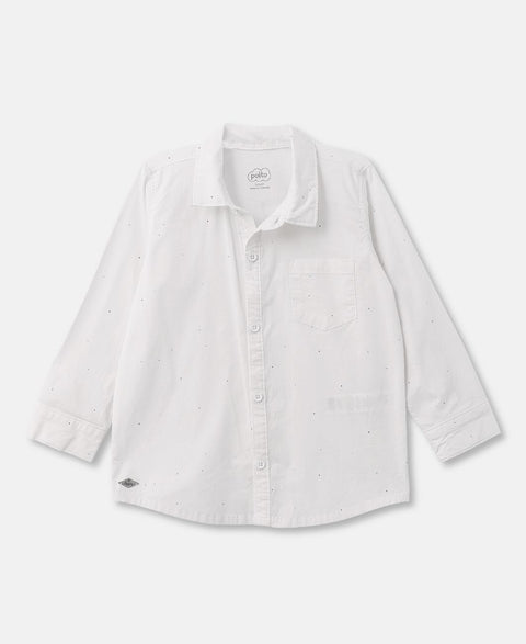 Camisa Manga Larga Para Bebé Niño Popelina Color Blanco