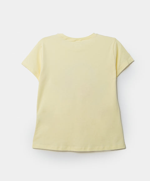 Camiseta Manga Corta Para Niña En Licra Color Amarillo Claro