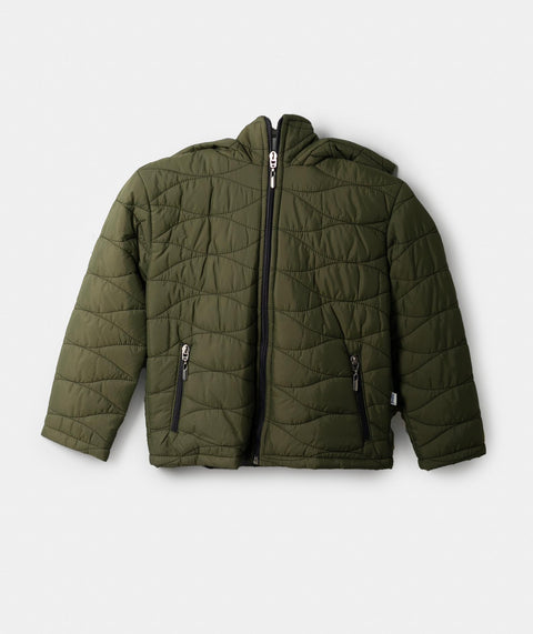 Chaqueta Acolchada Para Bebe Niño Color Verde Militar