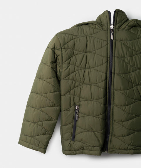 Chaqueta Acolchada Para Bebe Niño Color Verde Militar