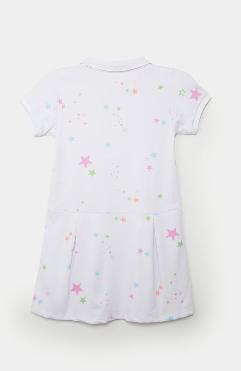 Vestido tipo polo para niña en algodón color blanco