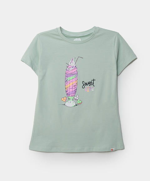 Camiseta Manga Corta Para Niña En Licra Color Verde