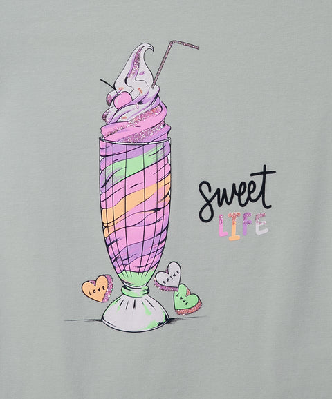 Camiseta Manga Corta Para Niña En Licra Color Verde