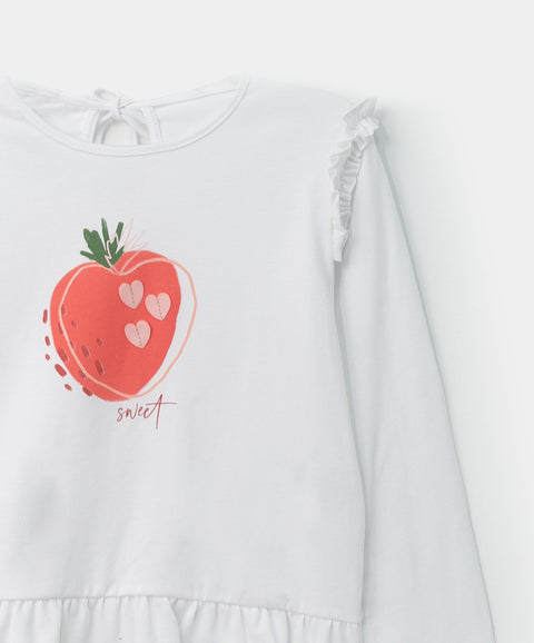 Camiseta manga larga Para Bebé Niña En Licra Color Blanco