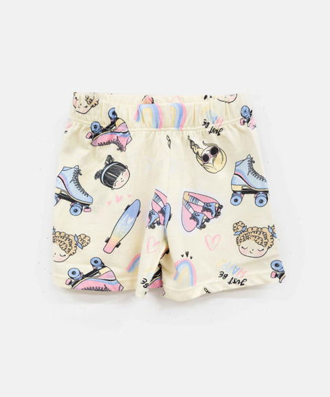 Pijama Manga Corta Y Short Para Bebé Niña En Algodón Color Amarillo