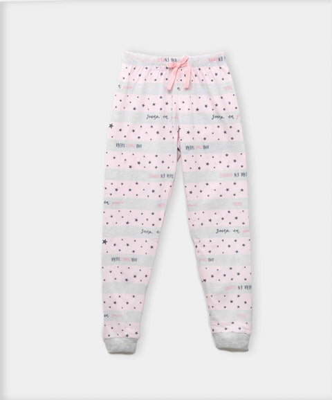 Pijama Manga Corta Y Pantalón Para Niña En Licra Color Rosado Claro