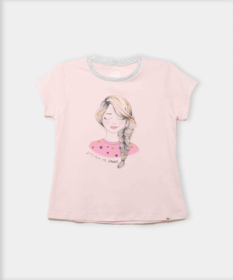 Pijama Manga Corta Y Pantalón Para Niña En Licra Color Rosado Claro