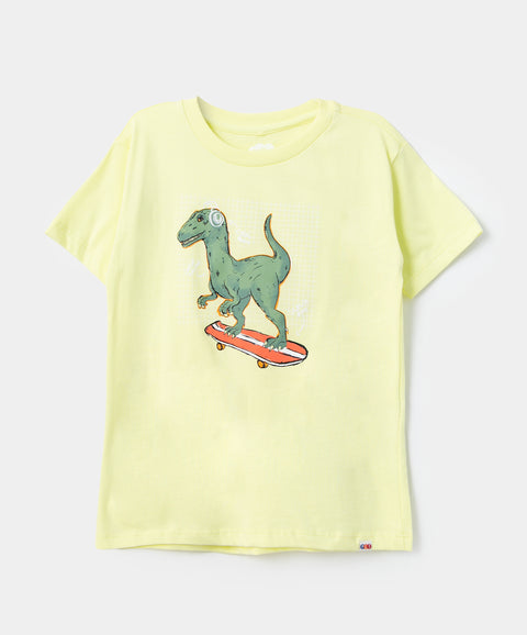 Camiseta manga corta para bebé niño en tela suave color lima