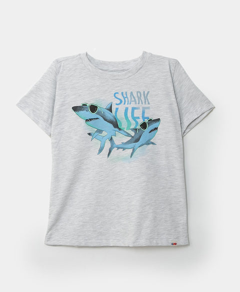 Camiseta manga corta para bebé niño en tela suave color blanco jasped