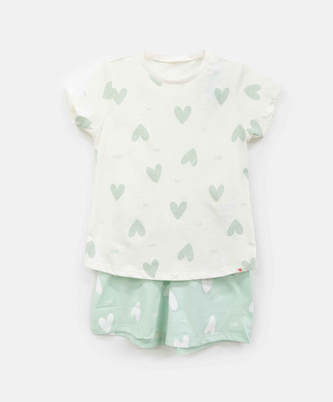 Pijama Manga Corta Y Short Para Niña Color Verde Claro