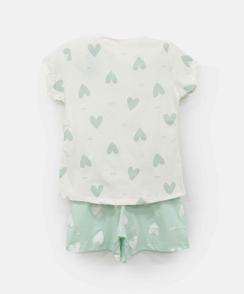 Pijama Manga Corta Y Short Para Niña Color Verde Claro