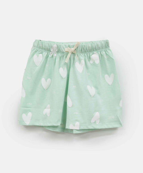 Pijama Manga Corta Y Short Para Niña Color Verde Claro