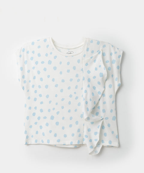 Blusa para niña en licra color marfil con estampado animal print