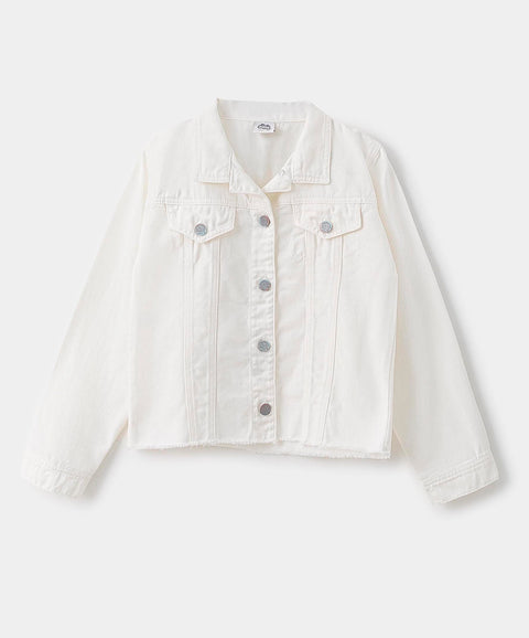 Chaqueta Para Niña En Denim Color Crudo