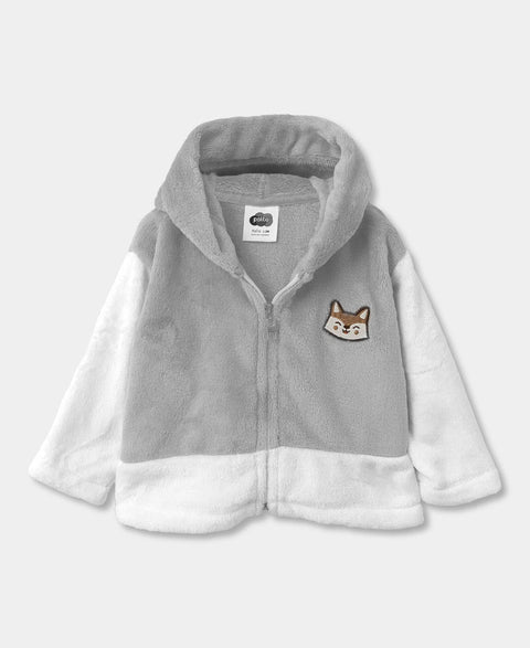 Chaqueta Peluda Para Recién Nacido Color Gris Claro