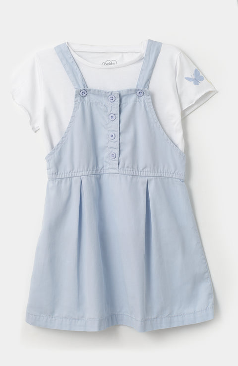 Conjunto de camiseta y jardinera para bebé niña en tela suave color lila