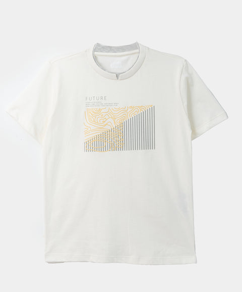Camiseta Para Niño En Tela Suave Color Marfil Con Tapa Cuello