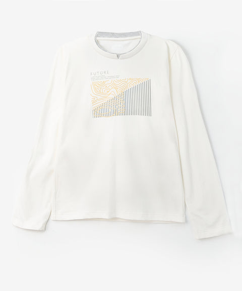 Camiseta Manga Larga Para Niño En Tela Suave Color Marfil