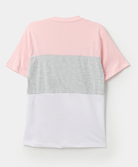 Camiseta manga corta para niño en tela suave color rosado