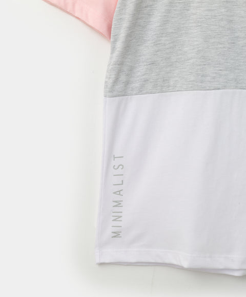 Camiseta manga corta para niño en tela suave color rosado