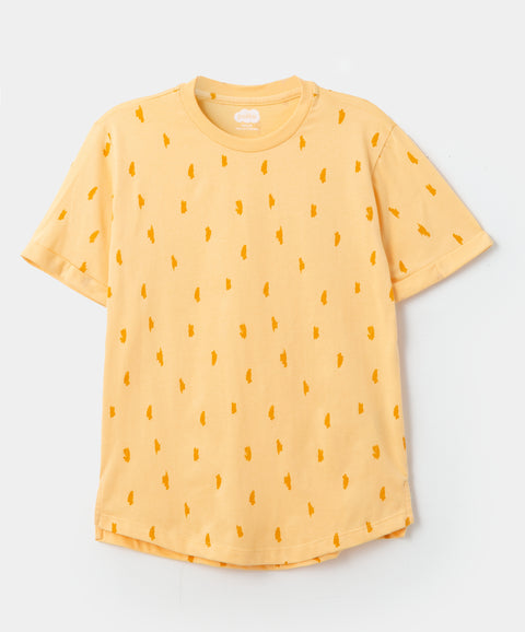 Camiseta Manga Corta Para Niño En Tela Suave Color Ocre Claro