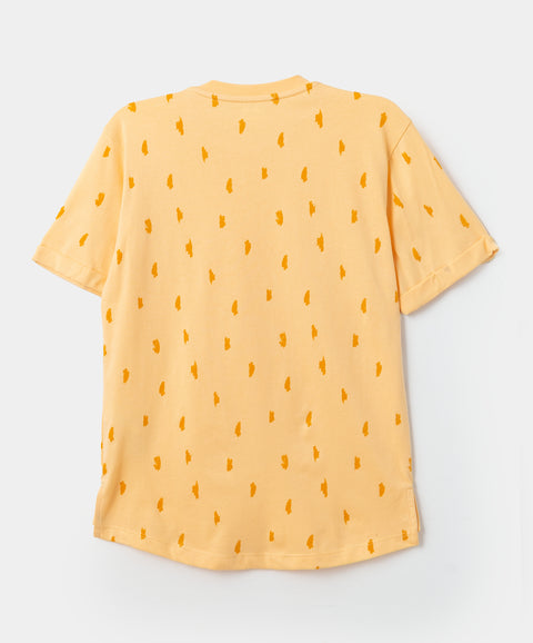 Camiseta Manga Corta Para Niño En Tela Suave Color Ocre Claro