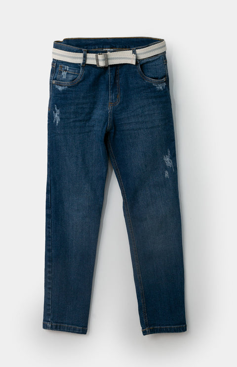 Jean Tipo Slim Para Niño En Denim Color Índigo
