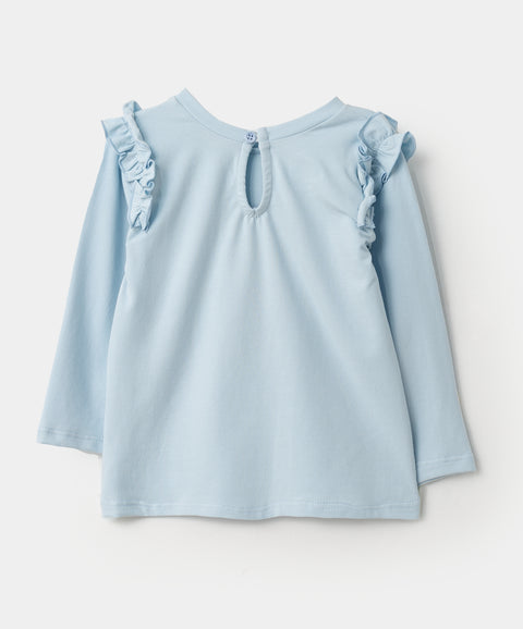 Camiseta Manga Larga Para Recién Nacida En Licra Color Azul Claro
