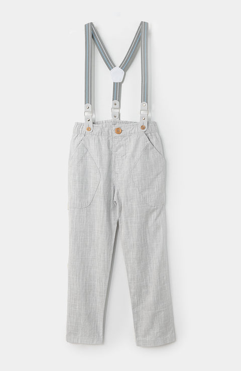 Pantalón para bebé niño en tela rígida color gris