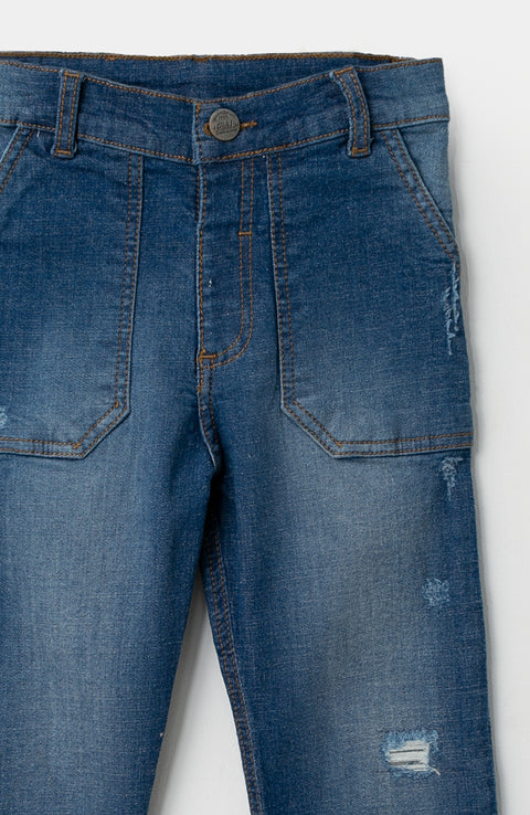 Jean Tipo Slim Para Bebé Niño En Denim Color Índigo