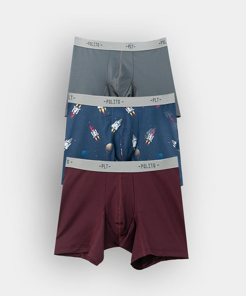 Paquete de bóxers x 3 para niño en algodón color vino