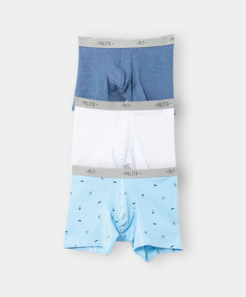 Paquete de bóxers x 3 para niño en algodón color blanco