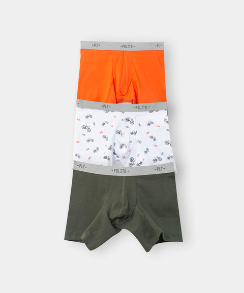 Paquete de bóxers x 3 para niño en algodón color naranja